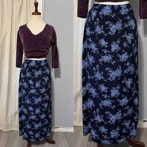 Vintage Kathie Lee Collection Back Slit Midi Farm Skirt 14 Rayon Made in USA 90s